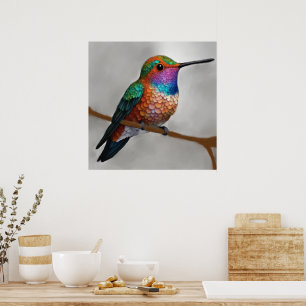 Levendige Allen's Kolibrie Schildering Poster