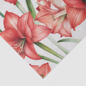 Levendige Amaryllis Waterverf Patroon in Rood Tissuepapier (Detail)
