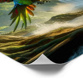 Levendige Amazone-papegaai in weelderig regenwoud Poster (Hoek)