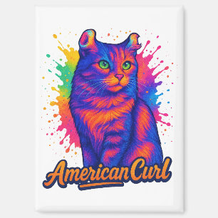 Levendige Amerikaanse Curl Cat Pop Art Illustratio Magneet