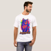 Levendige Amerikaanse Curl Cat Pop Art Illustratio T-shirt (Voorkant volledig)