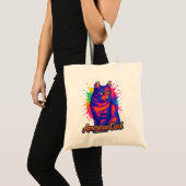 Levendige Amerikaanse Curl Cat Pop Art Illustratio Tote Bag (Voorkant (product))