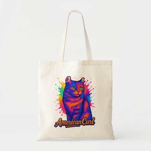 Levendige Amerikaanse Curl Cat Pop Art Illustratio Tote Bag (Voorkant)