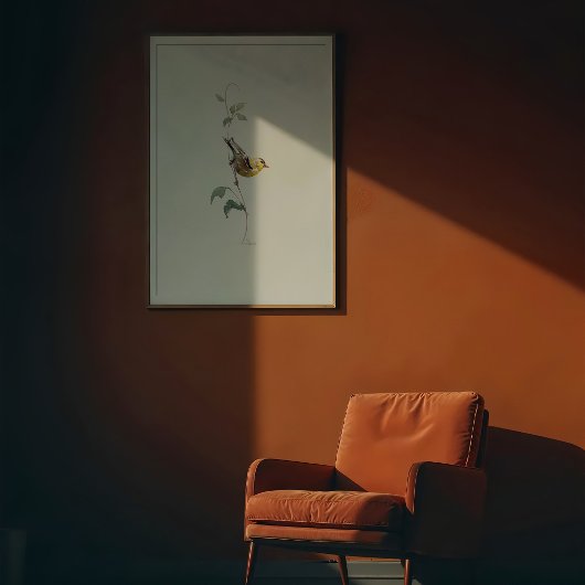 Levendige Amerikaanse Goldfinch Waterverf Art Poster