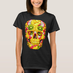 Levendige Ananas Schedel Kunstwerk Tropisch Fruit T-shirt