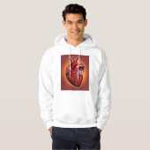 Levendige anatomische hart illustratie hoodie (Voorkant volledig)