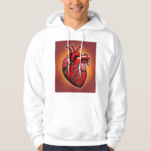 Levendige anatomische hart illustratie hoodie (Voorkant)