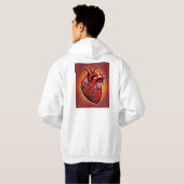 Levendige anatomische hart illustratie hoodie (Achterkant volledig)