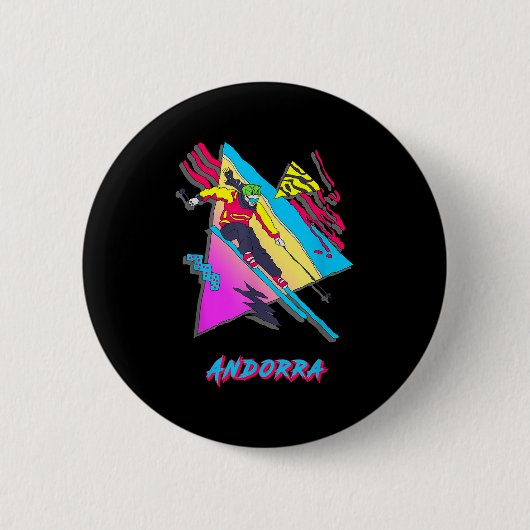 Levendige Andorra Skiing Adventure Graphic Ronde Button 5,7 Cm (Voorkant)