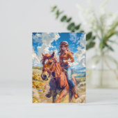 Levendige Anime Equestrian in Natuur's Bliss Briefkaart (Staand voorkant)