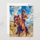 Levendige Anime Equestrian in Natuur's Bliss Briefkaart (Voorkant / Achterkant)