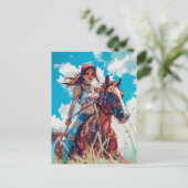 Levendige Anime Equestrian in Natuur's Bliss Briefkaart (Staand voorkant)