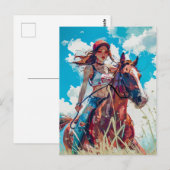 Levendige Anime Equestrian in Natuur's Bliss Briefkaart (Voorkant / Achterkant)
