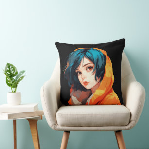 Levendige Anime Schoonheid Kussen