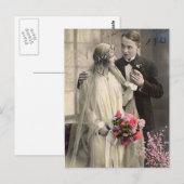 Levendige  Antiek bride- en groomkaarten, cadeau Briefkaart (Voorkant / Achterkant)