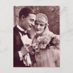Levendige Antiek bride- en groomkaarten, cadeau Briefkaart