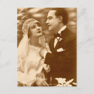 Levendige Antiek bride- en groomkaarten, cadeau Briefkaart