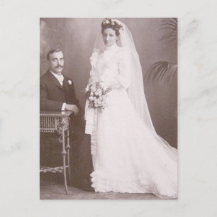 Levendige Antiek bride- en groomkaarten, cadeau Briefkaart