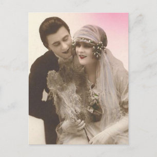 Levendige Antiek bride- en groomkaarten, cadeau Briefkaart