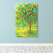 Levendige appelboomgaard tekening canvas afdruk (Insitu (Houten vloer))