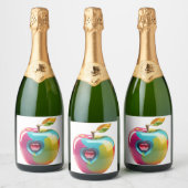 Levendige Apple Art Sparkling Wijnetiket (Flessen)