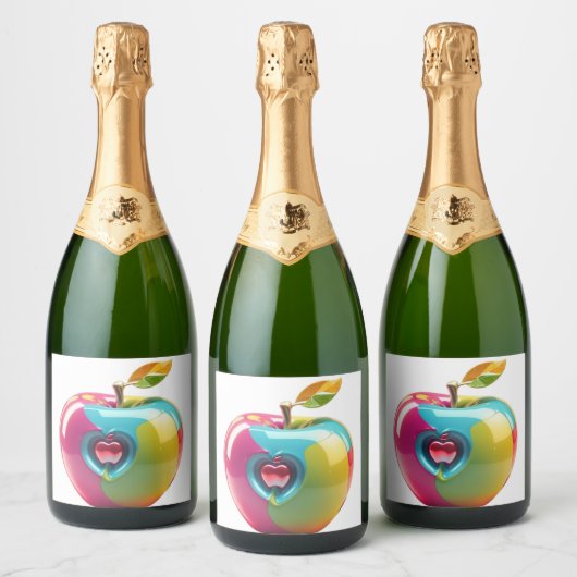 Levendige Apple Art Sparkling Wijnetiket (Flessen)