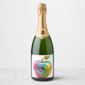 Levendige Apple Art Sparkling Wijnetiket (Voorkant)