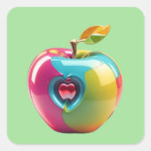 Levendige Apple Art Vierkante Sticker (Voorkant)