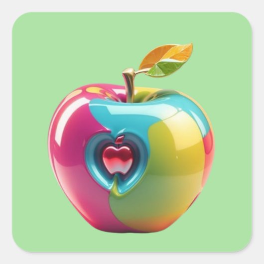 Levendige Apple Art Vierkante Sticker (Voorkant)