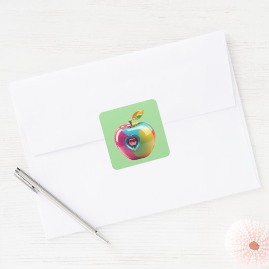 Levendige Apple Art Vierkante Sticker (Envelop)