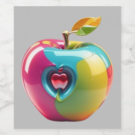 Levendige Apple Art Wijn Etiket (Enkel label)
