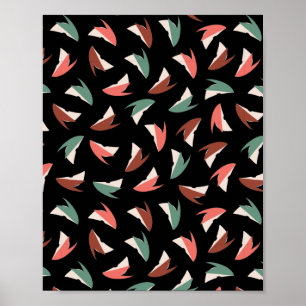 Levendige Apple Slice Fruit Patroon Zwart Poster