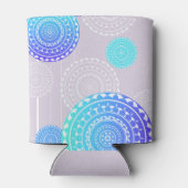 Levendige Aqua Blue Random Mandala op Roze Naam to Blikjeskoeler (Achterkant)