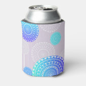 Levendige Aqua Blue Random Mandala op Roze Naam to Blikjeskoeler (Blikje Achterkant)