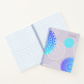 Levendige Aqua Blue Random Mandala op Roze Naam to Notitieboek (Binnen)