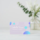 Levendige Aqua Blue Random Mandala op Roze Visitekaartje (Staand voorkant)