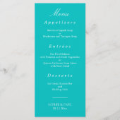 Levendige Aqua bruiloft Menu (Voorkant)