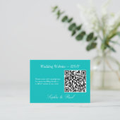 Levendige Aqua QR Code Website RSVP-kaart Informatiekaartje (Staand voorkant)