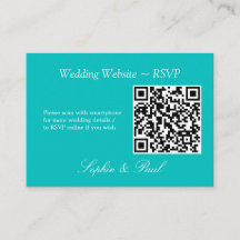 Levendige Aqua QR Code Website RSVP-kaart