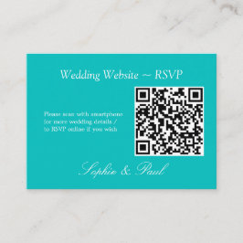 Levendige Aqua QR Code Website RSVP-kaart Informatiekaartje