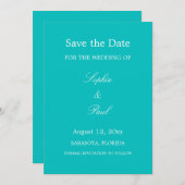 Levendige Aqua Turquoise Save the Date (Voorkant / Achterkant)