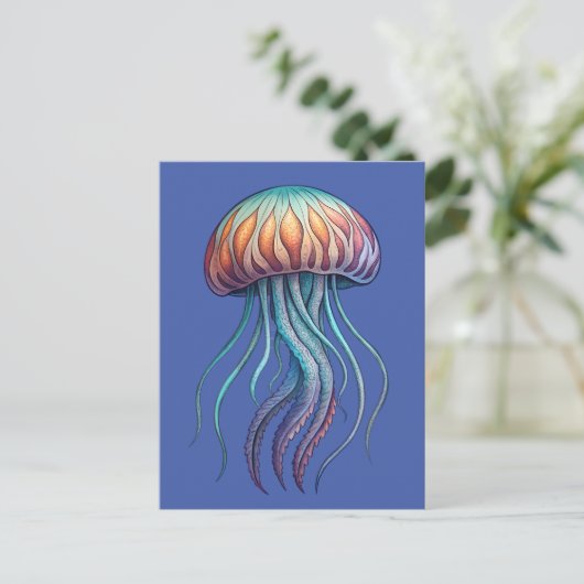Levendige Aqua Zee Jelly Fish Briefkaart (Staand voorkant)