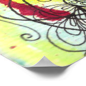 Levendige Aquarel Abstracte Bloemige Doodle Lijnku Poster (Hoek)