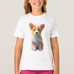 Levendige Aquarel Artistieke Corgi Puppy Kinderen T-shirt
