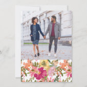 Levendige Aquarel Bloementuin Foto Lente Save The Date (Achterkant)