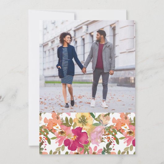 Levendige Aquarel Bloementuin Foto Lente Save The Date (Achterkant)