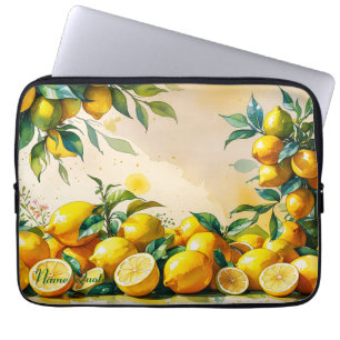 Levendige Aquarel Citroen Oogst Laptop Sleeve