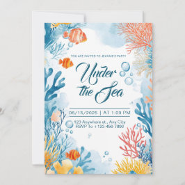 Levendige Aquarel Onderzee Feestje Kaart