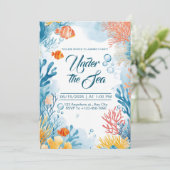 Levendige Aquarel Onderzee Feestje Kaart (Staand voorkant)