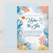 Levendige Aquarel Onderzee Feestje Kaart (Voorkant / Achterkant)